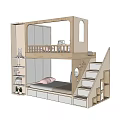 Modern Bunk Bed with Storage Stairs Guardrail and Bookshelves for Kids Room