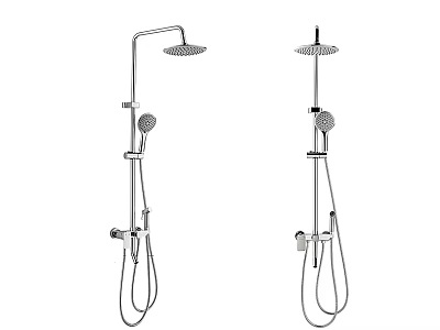 Two Modern Wall Mounted Shower Systems With Rain Head And Handheld Sprayer 3d model