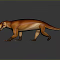 3D Rendered Prehistoric Creature With Orange Brown Fur Long Tail And Sharp Teeth