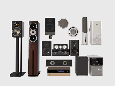 High Performance Audio Speakers and Headphones Including Floorstanding Bookshelf and Subwoofer Models 3d model