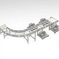 Industrial Curved Conveyor Belt System With Metal Frames And Loading Platforms