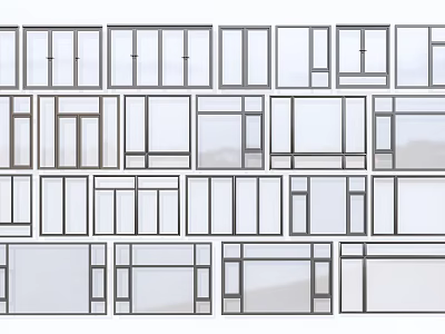 Various Window Frame Designs With Different Glass Panel And Architectural Styles 3d model