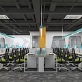 Modern Office Workspace Design With Multiple Computers Desks And Ergonomic Chairs 3d model
