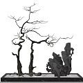 Leafless Trees With Twisted Curved Branches And Natural Rock Formation 3d model