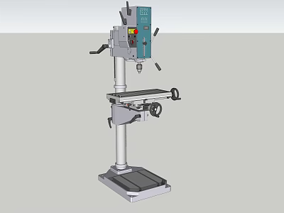 Industrial Pillar Drill Press With Adjustable Worktable Control Panel And Metal Construction 3d model