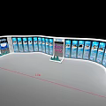 Curved Event Display Wall with Multiple Exhibition Panels Showcasing Visual Content for Event Presentations