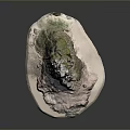 Natural Scenic Rocky Mountain Landscape with Sandy Ground and Surrounding Vegetation