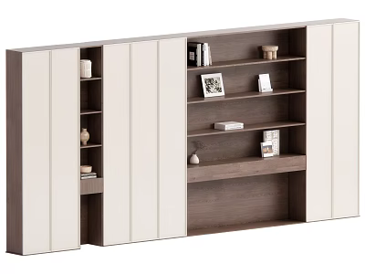 Modern Bookcase with Open Shelves and Cabinet Doors in White and Dark Brown Design 3d model