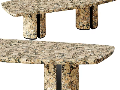 Elegant Marbled Tabletop Furniture With Modern Column Legs Design 3d model