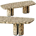 Elegant Marbled Tabletop Furniture With Modern Column Legs Design