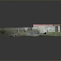 Traditional Rural Scene Construction With Stone Walls Red Roof House Steps Grass And Gravel Path
