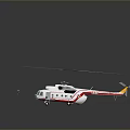 White And Red Rescue Helicopter With Rotors On Marked Helipad And Ground Personnel