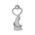 Artistic White Sculpture With Two Birds Forming Heart Shape Against Blue Sky