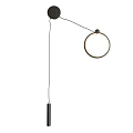 Modern Minimalist Wall Sconce With Circular Gold Ring And Black Hanging Design