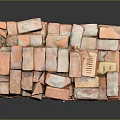Rustic Stacked Red Bricks Structure With Textured Surfaces And Reflective Base