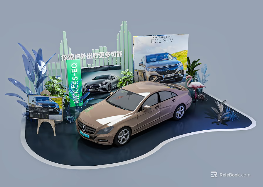 Showcase Shelves Displaying Car Models For Outdoor Travel Exploration Scene 3d model 