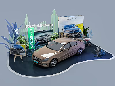 Showcase Shelves Displaying Car Models For Outdoor Travel Exploration Scene 3d model