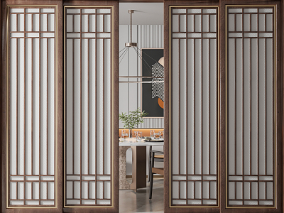 New Chinese style sliding door solid wood sliding door model