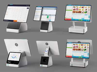 Commercial POS Equipment With Touch Screen Displays For Retail Payment Processing 3d model