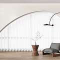 Modern Living Interior with Accent Chair Arch Window Floor Lamp and Wooden Vase