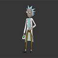 Rick Sanchez Animated Character In White Lab Coat With Blue Spiky Hair Holding Device