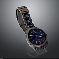 Stylish Fashion Watch With Silver Metal Bracelet And Blue Dial Roman Numeral Markers