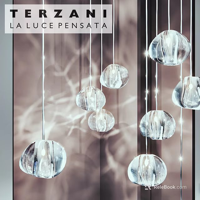 Modern Decorative Chandelier Featuring Hanging Clear Crystal Balls For Interior Design 3d model 