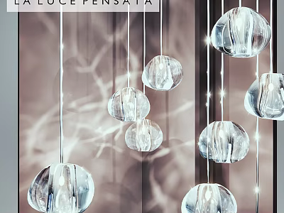 Modern Decorative Chandelier Featuring Hanging Clear Crystal Balls For Interior Design 3d model