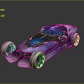 Futuristic Concept Car with Starry Sky Pattern Streamlined Design and Unique Wheels