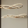 Modern Curved Chandeliers with Twisted Metallic Rings and LED Illuminated Design for Interior Decor