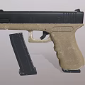 Tan and Black Tactical Pistol With Detachable Magazine And Ergonomic Grip