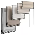 Stylish Neutral Tone Window Blinds With Black Trim And Pull Cords