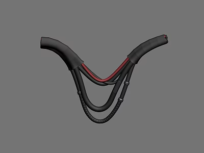 Black And Red Slingshot With Curved Structure And Rubber Bands For Outdoor Activities 3d model