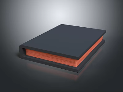 Sleek Modern Notebook With Black Hard Cover And Orange Stacked Inner Pages Design 3d model