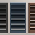 Window Shutters in Black Blue Brown Colors Arranged Side by Side 3d model