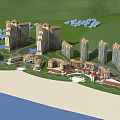 Coastal High Rise Residential Complex with Beachfront Greenery Swimming Pools and Amenities