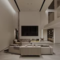 Loft Living Room Modern Minimalist Interior With Sofas And Coffee Table 3d model