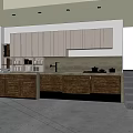 Modern Kitchen Cabinets With Upper Lower Storage And Wooden Countertop 3d model