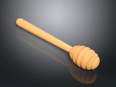 Natural Wooden Honey Dipper Kitchen Tool with Ergonomic Handle and Smooth Surface for Honey Serving 3d model