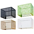 Modern Hanging Decorative Perforated Cubes With Geometric Patterns In Various Colors 3d model