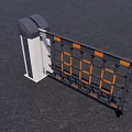 Modern Electric Barrier Gate Structure With Pillar And Orange Striped Crossbar 3d model