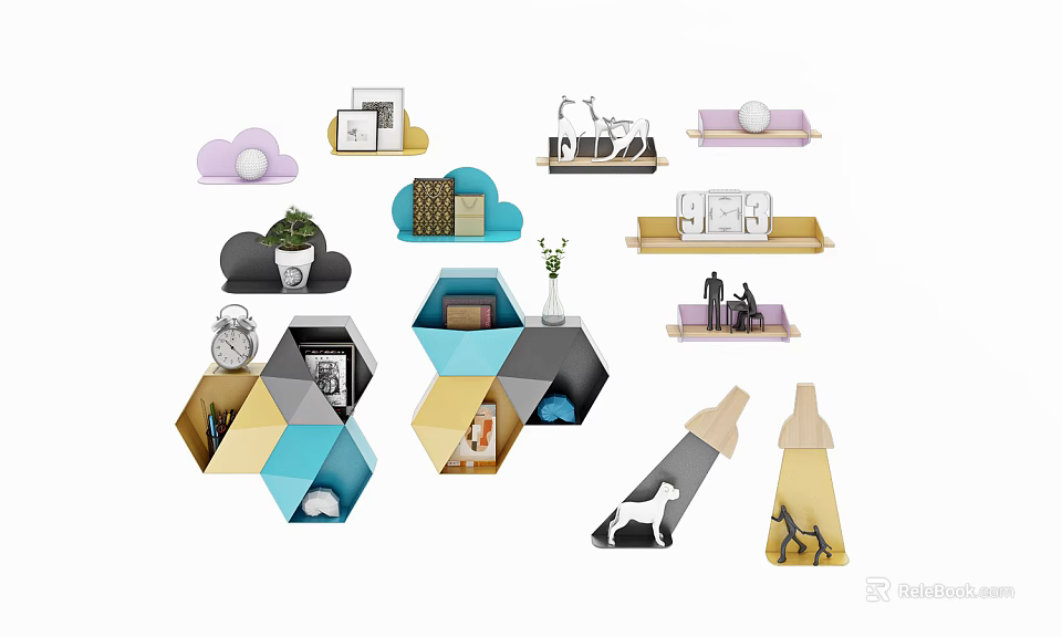Stylish Modern Wall Cabinets For Home Interior Storage And Decorative Elements 3d model 