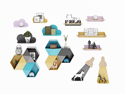 Stylish Modern Wall Cabinets For Home Interior Storage And Decorative Elements 3d model