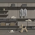 modern wardrobe open wardrobe 3d model