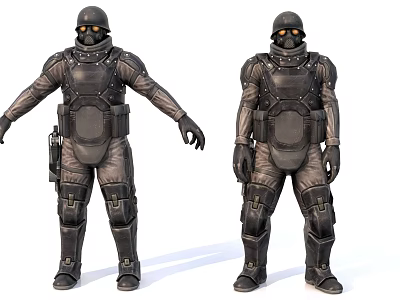 Men In Full Body Tactical Gear With Helmets And Gloves 3d model