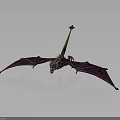 Mythical Dragon Creature Model With Purple Wings And Skeletal Structure