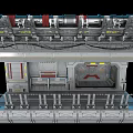 Industrial Sci Fi Scene With Mechanical Platforms Pipes And Control Panels 3d model