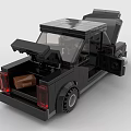 Black Building Block Car Model With Open Hood And Doors Design