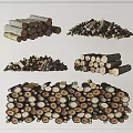 Modern wood stack combination 3d model