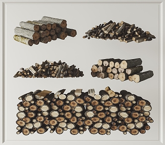 Modern wood stack combination 3d model